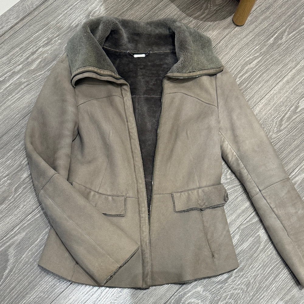 Hugo Boss Women's Taupe Leather Jacket